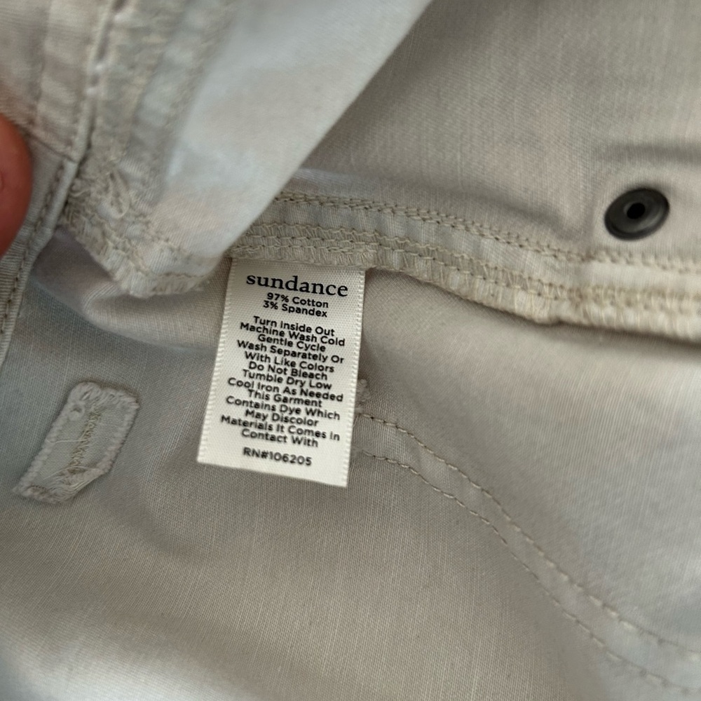 Sundance Cream and Tan Everyday Pants with Logo Tag - Picture 12 of 12